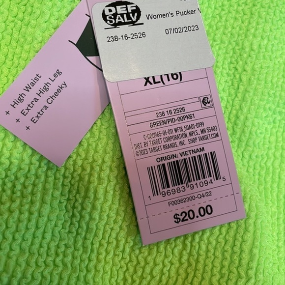 NWT V-Front High Waist Extra High Leg Cheeky Bikini Bottom - Bright Green - Picture 9 of 12